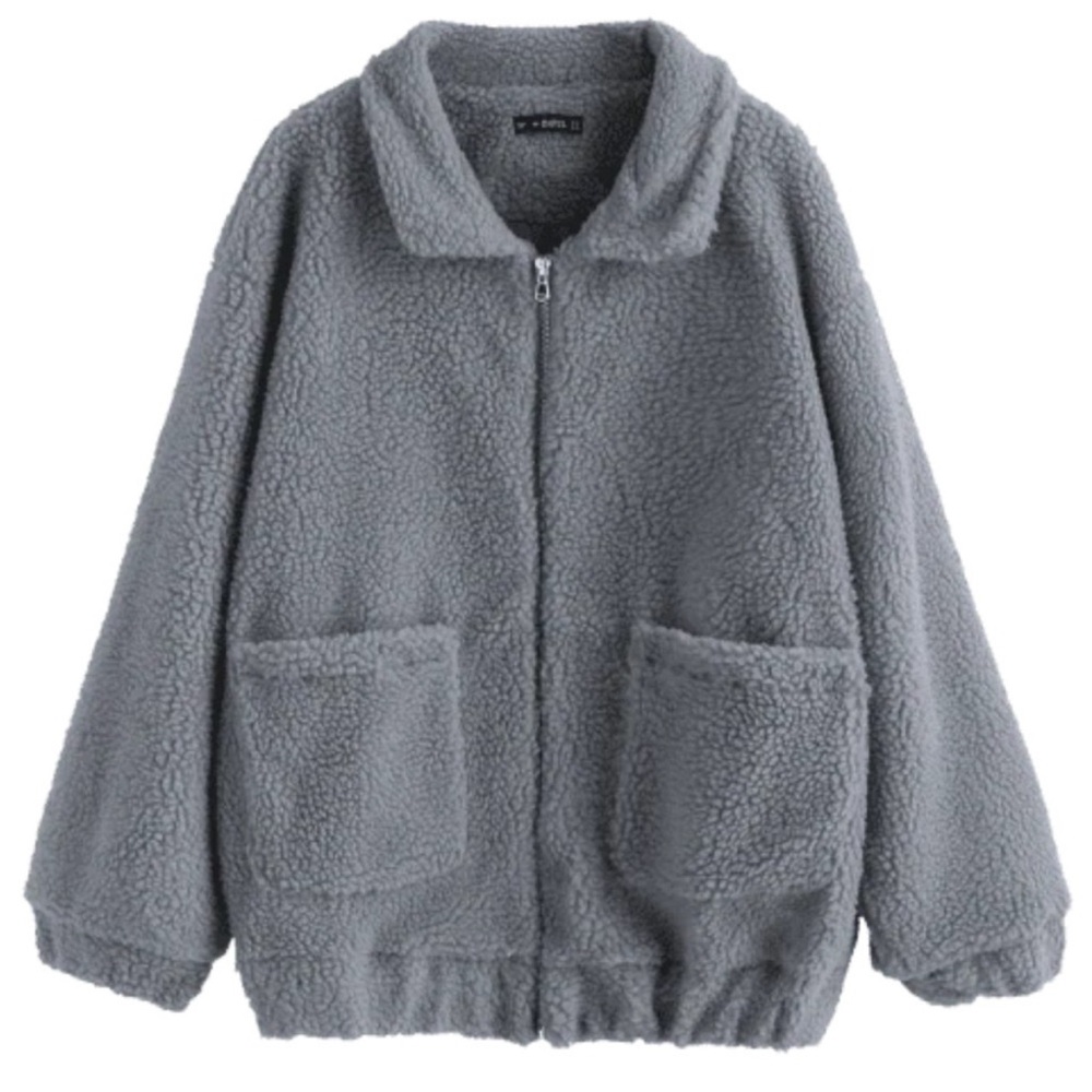 Zaful Gray Oversized Baggy Cozy Teddy Jacket Coat